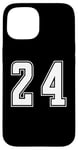 Coque pour iPhone 15 Blanc Numéro 24 Équipe Junior Sports Uniforme Numéroté