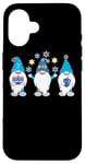 Coque pour iPhone 16 Nains de jardin Hanukkah Shalom - Chapeaux bleus