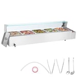 VEVOR Chauffe-Plat Buffet à 5 Bacs de 7,6 L, Bain-Marie Électrique 1700 W, Buffet Chauffant en INOX, Écran en Verre, Température Réglable 30-85 °C, pour Réchauffer Aliments Restauration Soirée Fête