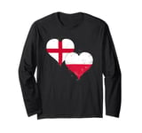 Poland Flag and England Flag in Hearts A Polish English Long Sleeve T-Shirt