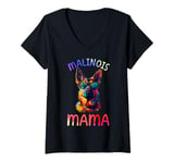 Womens Belgium Malinois Mom Mama Pop Art Belgium Malinois Lovers V-Neck T-Shirt