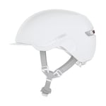 ABUS Urban Helm HUD-Y - avec feu arrière LED magnétique Rechargeable & Fermeture à clic - Casque de vélo Cool pour Tous Les Jours - pour Femmes et Hommes - Pure White, Taille L