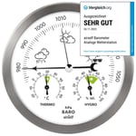 Station météo analogique en Acier Inoxydable - avec baromètre/thermomètre/hygromètre - pour intérieur/extérieur