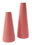 Lot de 2 bougeoirs en Bois laqué Rose (d. 6,5 cm x H. 14,5 cm - d. 7 cm x h 20 cm)