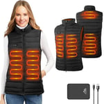 seenlast Doudoune Chauffante Femme, Veste Chauffante Femme avec Batterie Incluse, Gilet Chauffant Femme Électrique USB avec 4 Zones de Chaleur et 3 Niveaux Température, Etanche et Lavable en Machine