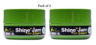 2 X Shine N Jam Silk Edges Extra Firm Hold Gel With Olive Oil 63g/ 2.25oz each