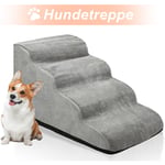 TolleTour Escalier pour Chien Chat Échelle pour Chien en Éponge de Haute Densité Rampe Élargie pour Chien en Pente Douce à 4 Marches 72x40x40cm (gris)