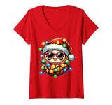 Womens Dabbing Daruma Doll Japan Sunglasses Cute Christmas Xmas V-Neck T-Shirt