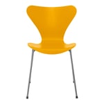 Fritz Hansen - Sjuan 3107 True Yellow Färgad Ask/Silver Grey - Ruokapöydän tuolit - Arne Jacobsen - Keltainen - Metalli/Puu