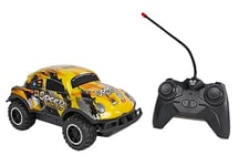 Kids Globe Roadstar 510334 Speed Beetle Voiture RC (avec lumière Full Function, avec télécommande, 27 MHz, Longueur 17 cm, Jaune, à partir de 6 Ans)
