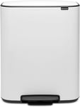 Brabantia Bo Pedal Bin - 2 x 30L Inner Buckets White Large Waste/Recycling Bin -