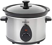 Prolex Slow Cooker 2.5L Removable Ceramic Pot, Stainless Steel