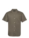 Clean Cut Copenhagen Bowling Cotton Linen Shirt S/S Khaki Green