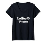 Womens Coffee and Swans or Swan for Men or Women V-Neck T-Shirt