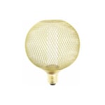 Ampoule Déco Cage Boule Doré, culot E27, Hologramme, Blanc chaud - RFDHE150BCAL - Xanlite