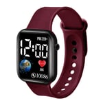 New Fashion Earth LED Student Electronic Watch Small Block Wate red