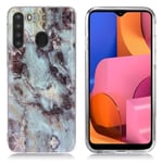 Samsung Marble Galaxy A21 kuoret - Teal / Musta Marmori Monivärinen