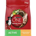 PURINA ONE Medium/Maxi >10kg Active | Croquettes Riches en Poulet pour Chiens Adultes | Sac de 7 kg