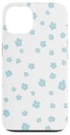 Coque pour iPhone 13 Marguerites d'été bleu clair sur fond blanc