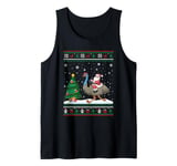 Ugly Christmas Tree Lights Xmas Santa Riding Emu Tank Top