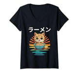 Womens Cute Kawaii Ramen Noodles Bowl Manga Cosplay Japanese V-Neck T-Shirt