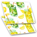 2 x Rectangle Stickers 10 cm - Lemon & Lime Drink Lemonade #24550