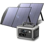 Allpowers - R600 Générateur solaire portable avec 2 panneaux solaires de 100 w, alimentation mobile pour jardin, voyage, camping, camping-car