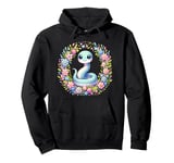 Adorable Green Snake Floral Wreath Cute Reptile Lover Pullover Hoodie