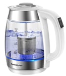 Bonsenkitchen Electric Kettle, 1.7L Water Kettle with Tea Infuser, 2200W Fast Boiling Glass Water Boiler with LED Indicator, Temperature Control, Auto Shut-Off & Boil-Dry Protection, EK8003 (White)