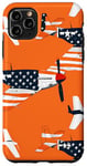 Coque pour iPhone 11 Pro Max Drapeau américain minimaliste orange tropical P-51 Mustang de la Seconde Guerre mondiale