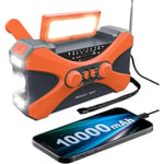 10000mah Nödradio Solhandvev Radio Bärbar AM/FM/NOAA Väderradio med Telefonladdare Ficklampa - Perfekt Orange