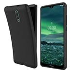 For Nokia 2.3 (2020) Matte Black Silicone Gel Phone Case Cover + Hd Screen Guard