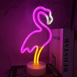 ENUOLI Flamingo Neon Sign Neon Light with Base Led Neon Sign Neon Light Sign for Wall Decor USB or Battery Powered Neon Strip Lights Neon Night Light Neon Lamp for Festival Party Christmas Kids Gifts