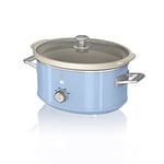 Swan SF17021BLN Retro Slow Cooker with 3 Temperature Settings, Keep Warm Function, 3.5L, 200W, Retro Blue