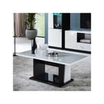 Table basse Laque blanc et noir brillant - lasina - l 120 x l 60 x h 45 cm