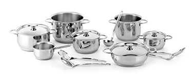 Tefal Batterie de cuisine 9 pièces, Induction, Casserole 16 cm, Faitouts  18/20/24 cm, Couvercles en verre filtrants, Inox garanti 10 ans, Base 3