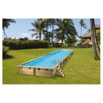 Piscine hors sol bois rectangulaire - 350x1550x155cm - Liner Bleu- LINEA  