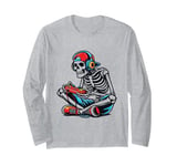 Gamer Skeleton Headphones Video Game Design. Long Sleeve T-Shirt