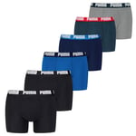 Puma Boxer Homme, Lot De 6 - Basic Boxer Ecom, Coton Stretch, Everyday Noir/Bleu/Rouge/Orange L ( Large)