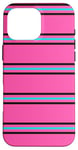 Coque pour iPhone 16 Pro Max Rose Bleu Noir Rayé Girly Esthétique Preppy Stripe