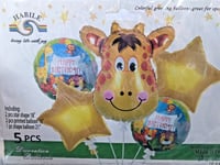 5pcs Jungle Safari Animal Foil Balloons Birthday Party Decor Zoo Giraffe Set