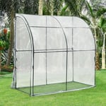 [en.casa] - Serre de jardin adossée Juta en acier et pvc à porte zippée 100 x 200 x 215 cm transparent