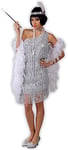 FIESTAS GUIRCA Déguisement Charleston Argent pour Femme - Robe Gatsby Années 20 avec Bandeau Plumes - Costume Charleston Femme Taille M 38-40