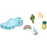 Crocs Unisex's Classic Clog, Blue (Ice Blue), 12 UK Jibbitz Shoe Charm 5-Pack | Personalize with Jibbitz Fun Trend One-Size