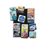 Nostalgic-Art Retro Fridge Magnets 9 Pack Pan Am - Travel The World Posters - Gift Idea for Travel Enthusiasts, Magnet Set for Magnetic Board, Vintage Design