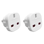 Jsdoin UK to US Plug Adaptor 3 pin to 2 Pin Flat Travel Adapter for USA, Canada, Mexico, Thailand, Refer to Description for country list US (2Pack）