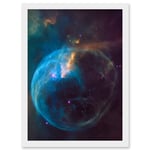 NASA Hubble Space Telescope Bubble Nebula NGC 7635 Cassiopeia Artwork Framed Wall Art Print A4