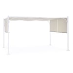 Tonnelle 3x3 m avec structure en acier blanc mat et toile tourterelle - Cedro