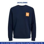 Jack & Jones Sweatshirt Crew Neck & Long Sleeve T-shirt for Men Navy Blazer