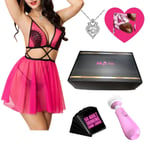 Lingerie Set Wand Vibrator Sex Game Card Necklace with Chocolates 10pc Bundle